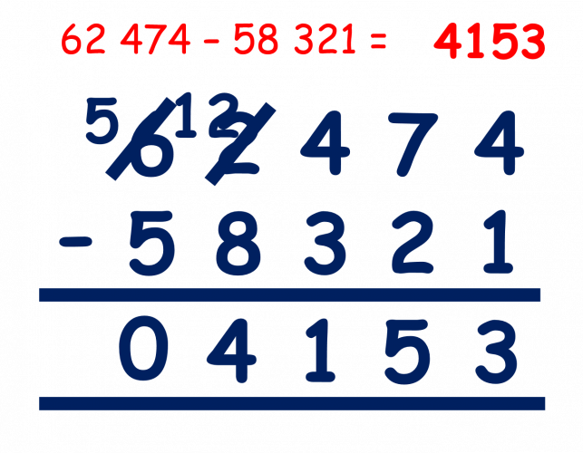 Subtract Two Large Numbers Using Column Method And Exchanging Worksheet 